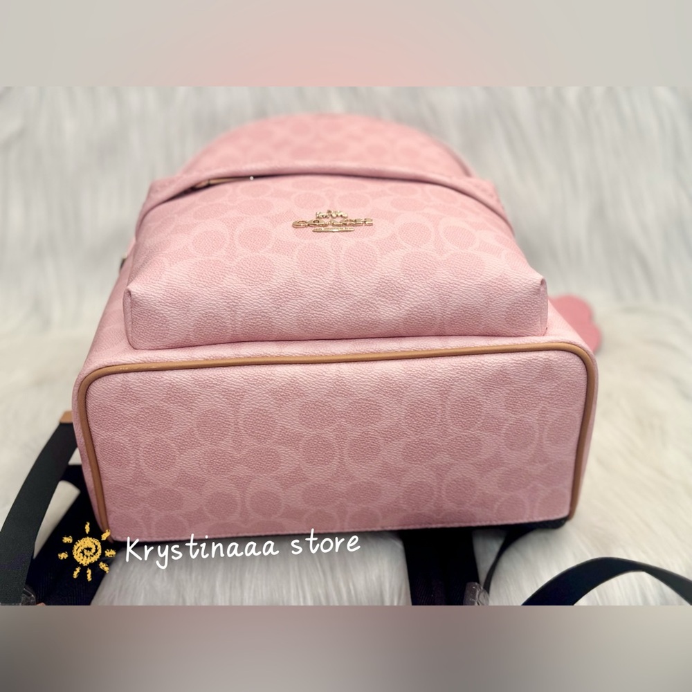 COACH Taylor Small Backpack In Signature Canvas With Charms CEF46 Powder Pink - Picture 9 of 12